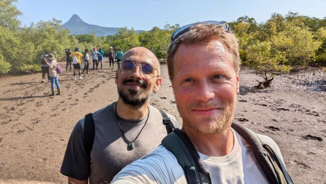 Notre chargé de projet Alvise Ca'Zorzi et notre responsable scientifique Timothée Cook à Mayotte, septembre 2024